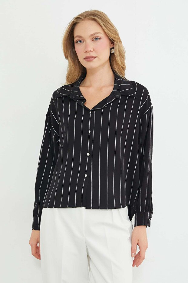 Striped Oversized Long Back Shirt