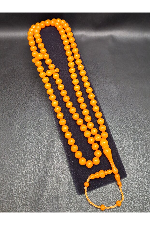 Orange Color Faceted Globe Cut 99 Powdered Amber Prayer Beads