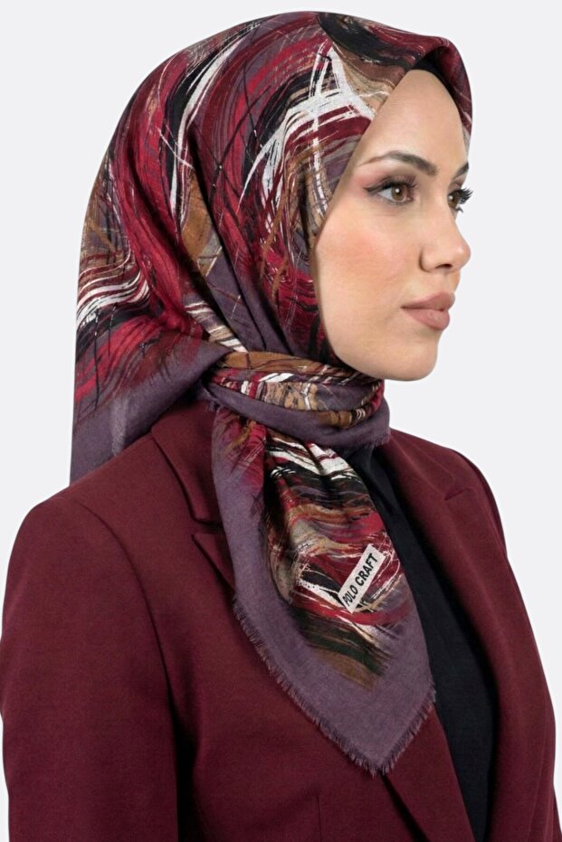 Women's Purple Abstract Patterned Flared Scarf