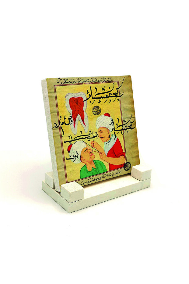 منضدة حجرية مطبوعة بتصميم طبيب أسنان عثماني مصغر 10x10 KRT-122