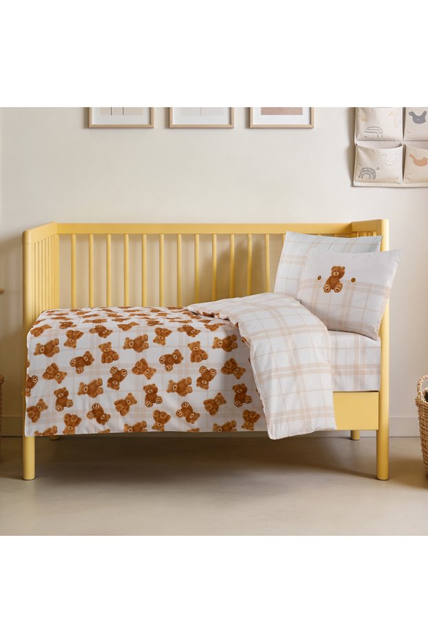 Jelly Belly 100% Cotton Ranforce Baby Duvet Cover Set Beige (4 Pieces) 100X150 Beige