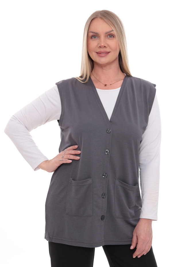 Women's Buttoned Pocketed V-Neck Casual Summer Combed Cotton Mother Vest