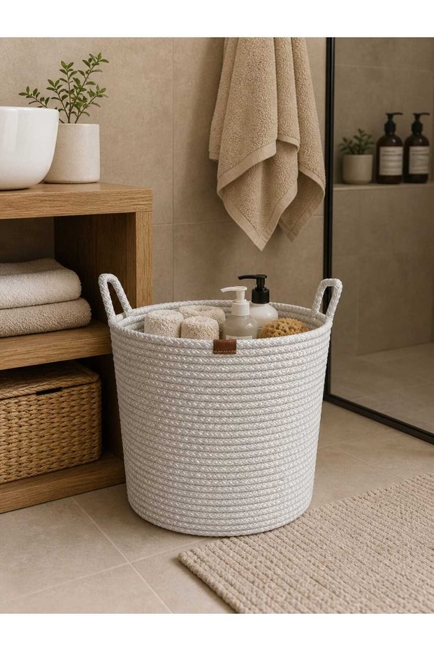 Multipurpose Organizer Basket with Handle White 25 X 25