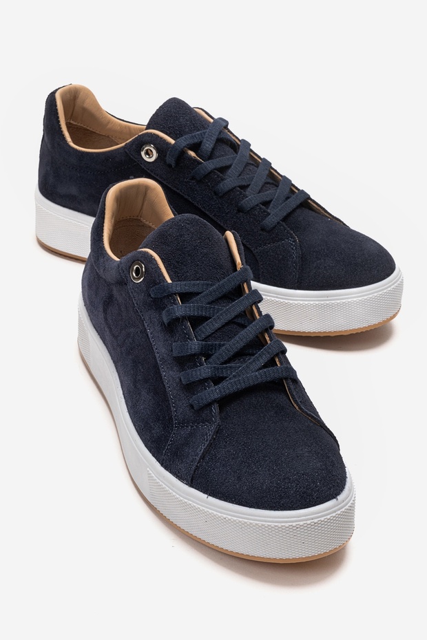 Pallen Navy Blue Suede Genuine Leather Women's Casual Sports Shoes