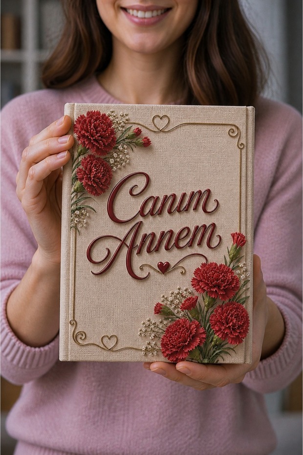 Mother's Day Gift Memory Book 31X23 Cm, Fabric Covered Keepsake Album, Special Design Notebook and Book Holder with My Dear Mom Written on It