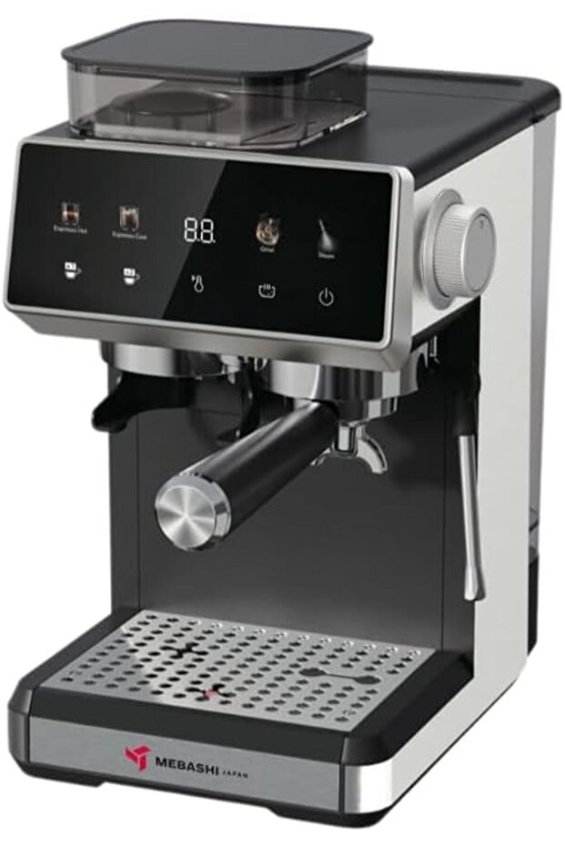 Commercial Espresso Machine, 20 Bar, Built-in Coffee Grinder, Touch Screen, 1350W, Stainless