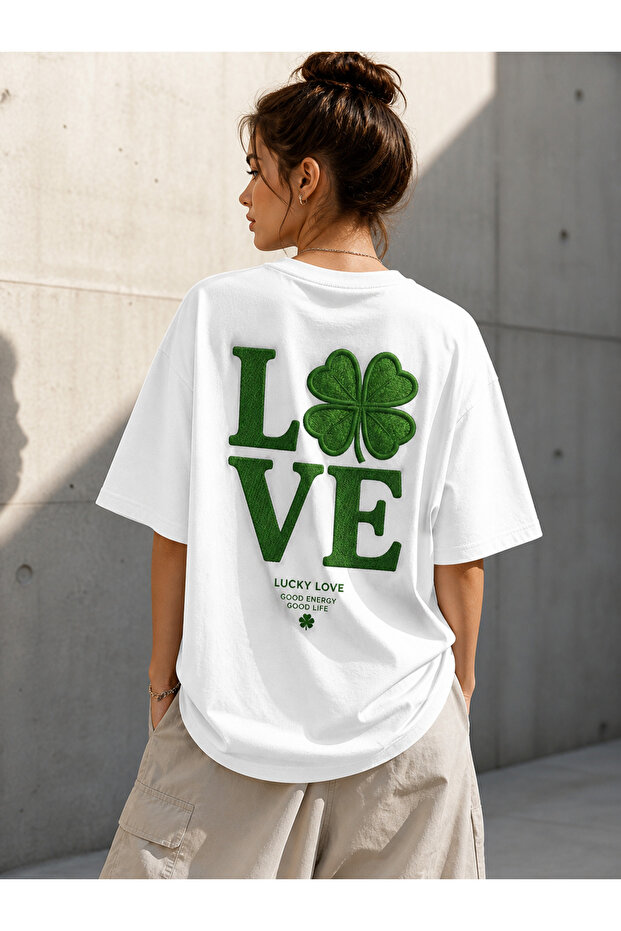 Love Yonca Printed Front and Back Oversize T-Shirt