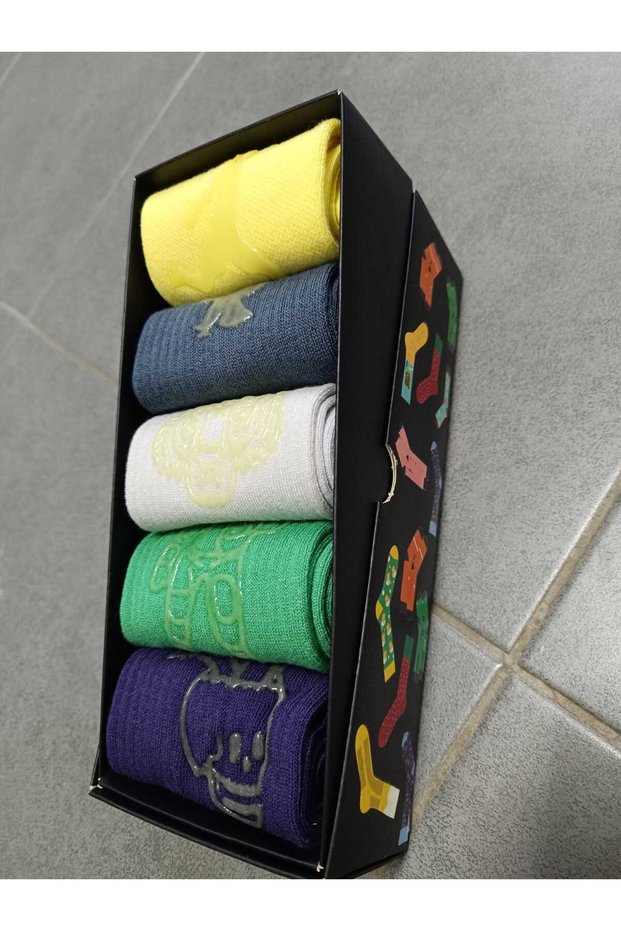 Trend Unisex Premium Custom Design Night-Glowing Phosphorescent Detail 5-Pack Sports Socks