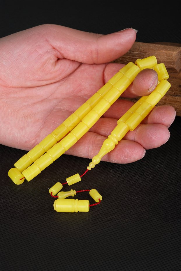 8X11 mm Cut and Polished Amber Prayer Beads - Abdullah Karataş Master Craftsmanship Prayer Beads