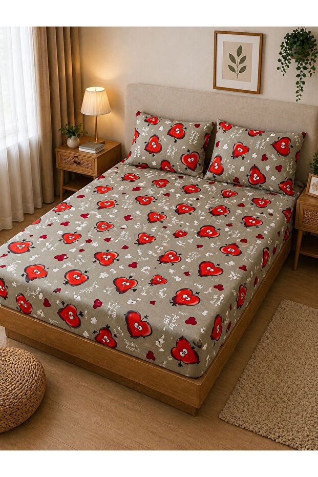3-Piece Fitted Cotton Bedsheet Set – 1 Fitted Sheet + 2 Pillowcases, Soft & Breathable