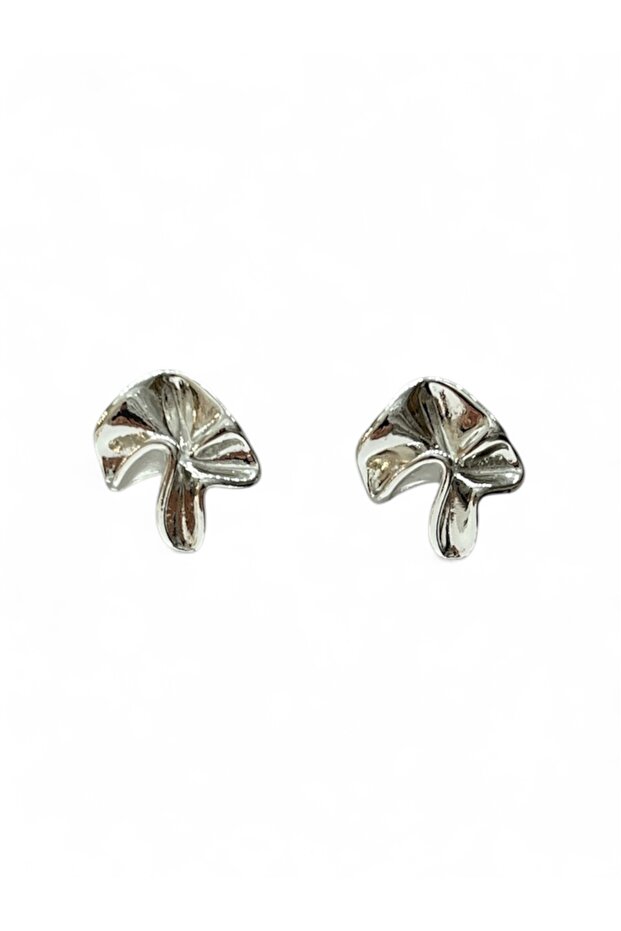 Silver color asymmetric form earrings
