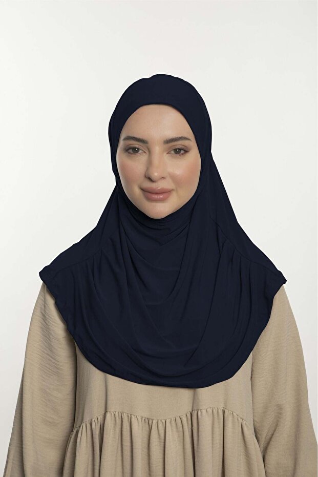 Practical Hijab Sandy Shawl - Ready-To-Wear Turban Hijab Scarf Prayer Cover - Navy Blue