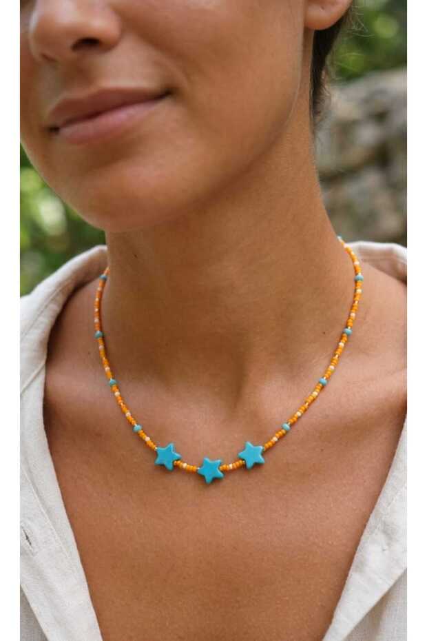 Minimalist Turquoise Star Detailed Necklace