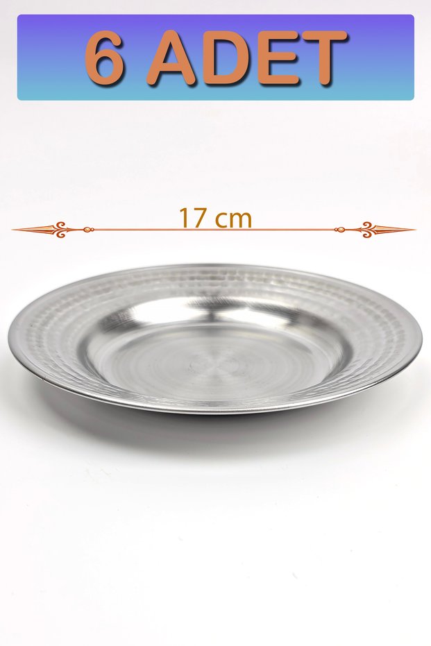 17 cm Hammered Stainless Chrome Steel Serving and Presentation Plate Patterned