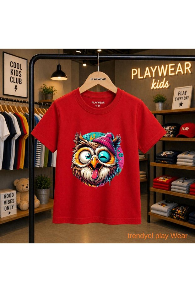 Bereli Owl Printed 100% Children's Unisex T-Shirt 5 6 -7 8-9 10 -11 12 Years Old
