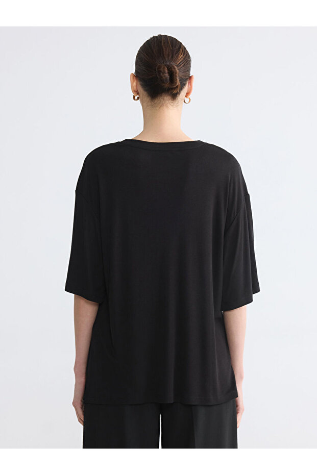 Crew Neck Patterned Blouse - 3