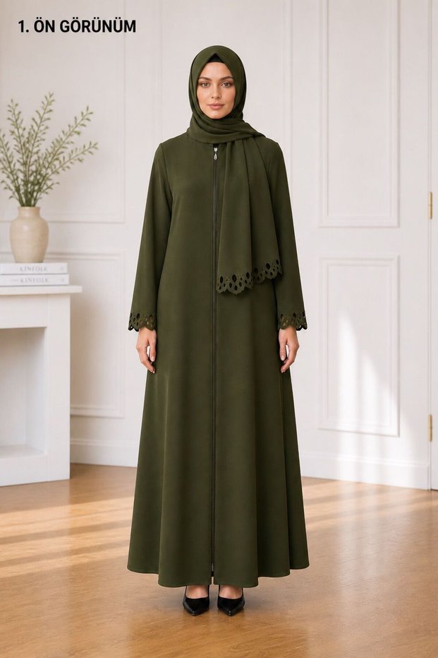 Cotton Ayrobin Fabric Laser Cut Seasonal Sweat-Proof Zippered Prayer Dress Cap Ferace