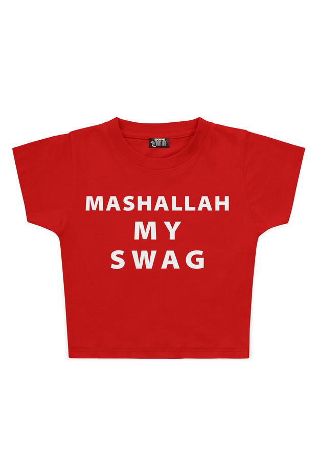 Mashallah My Swag Printed Crop Baby Tee