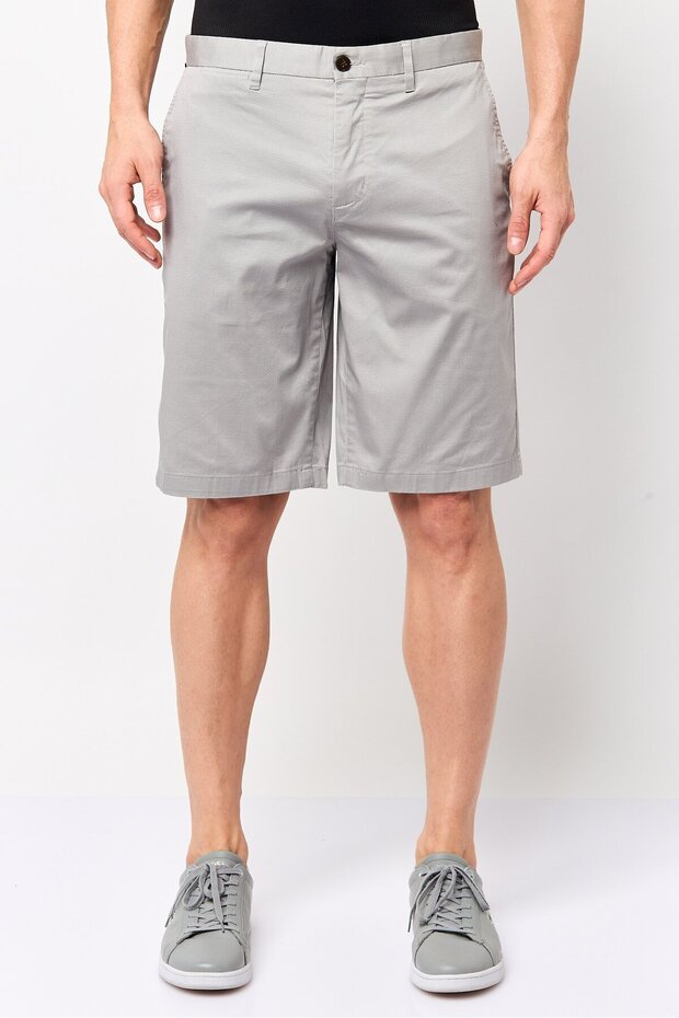 Men Regular Fit Houndstooth Print Chino Shorts, Grey