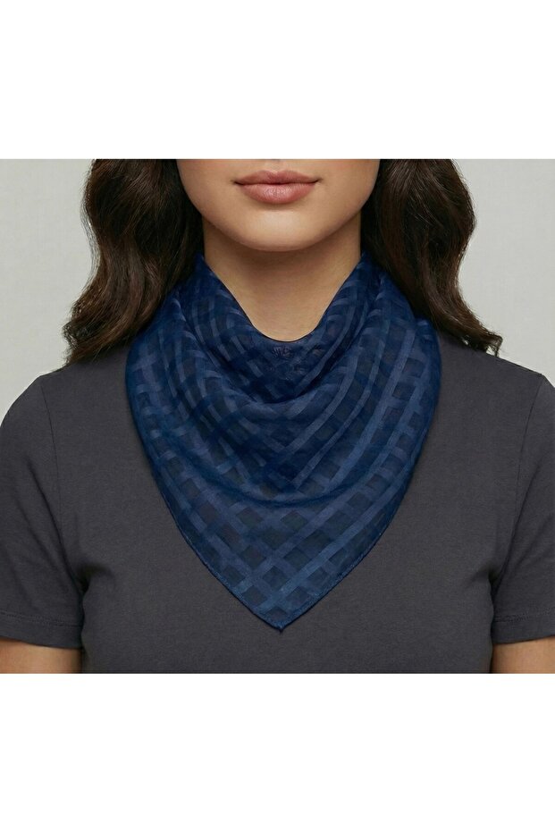 Women's Square Scarf - Fine Textured Modern Plaid 50*50
