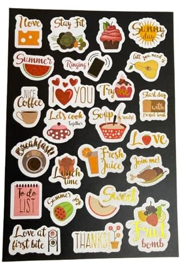 Harbour Delights - (6 Sheets) Coffee Fruit Lover Stickers For Water Bottles, Waterproof Vinyl Cute Stickers