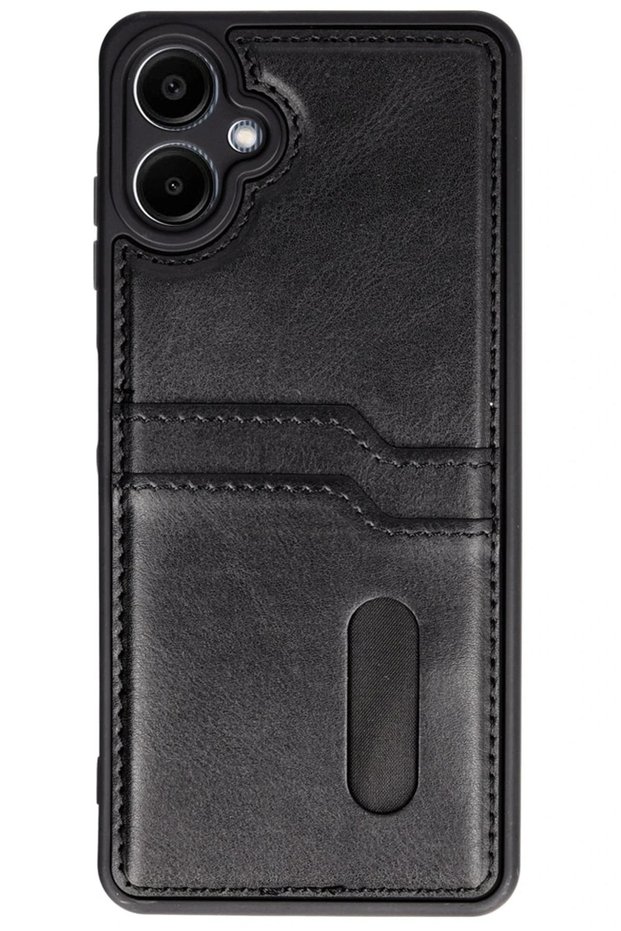 Ilkeshop New Galaxy A06 Case Sara Leather Case with Business Card Holder (175849) - Black
