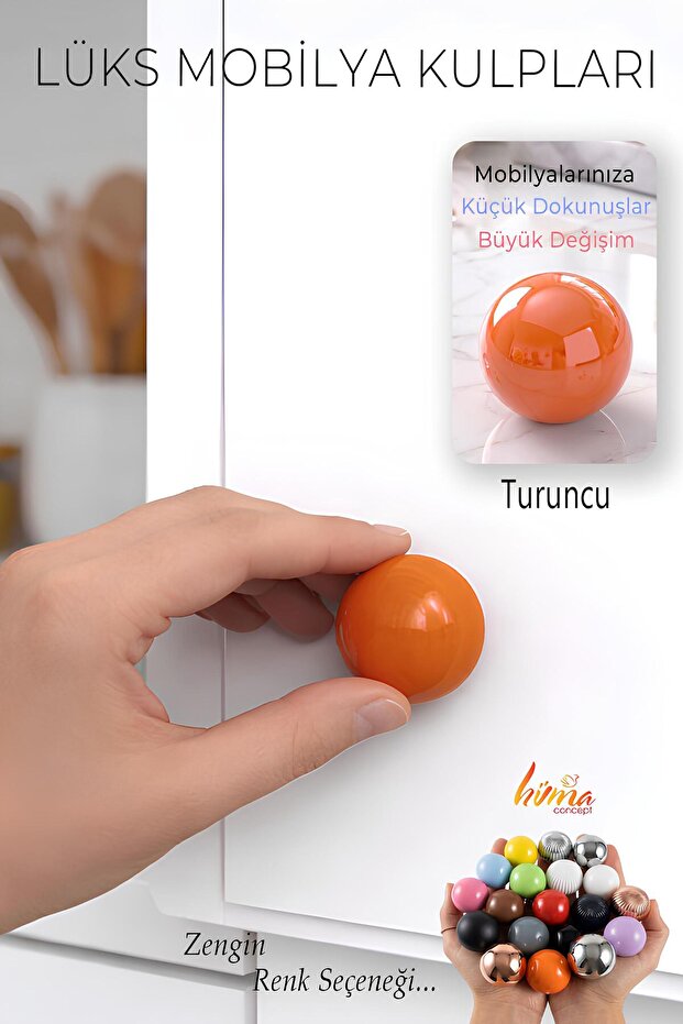 Hard Plastic Button Round Ball Orange Cabinet Furniture Kitchen Cupboard Drawer Handle Knob Handles