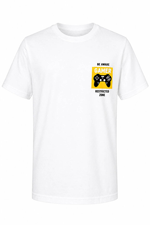 Gamer Print White Boy's T-Shirt 8035