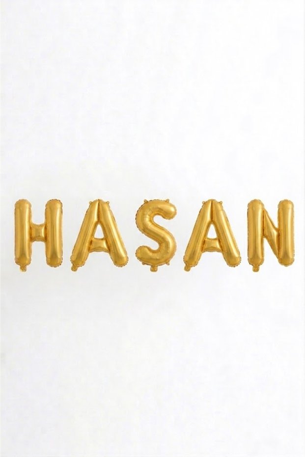 Foil Balloon with the Name Hasan Written on It