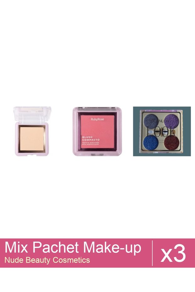 Set Mix 3 produse Palete Makeup: Pudra compacta, Ruby Rose - PC10, Blush compact, Ruby Rose - B...