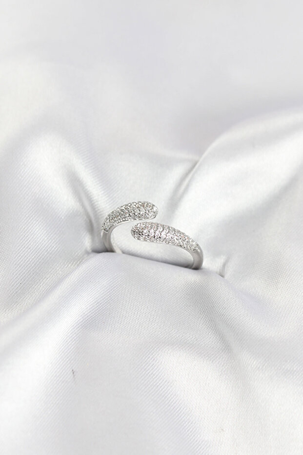 Silver Color Brass Ring with Zircon Stone