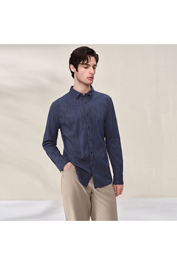 Men Slim Cotton Lyocell Shirt