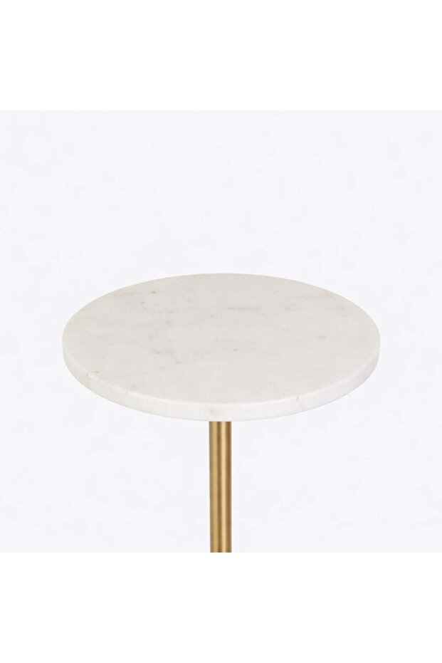 Stylish Side Table with Round Marble Surface - 4