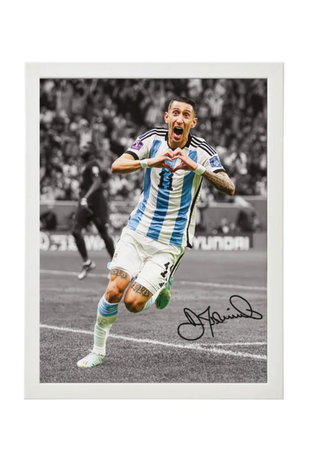 Angel Di Maria Framed Poster 30x40cm – Argentina Football Wall Art, Printed Autograph, Soccer Memorabilia, Gift for Fans