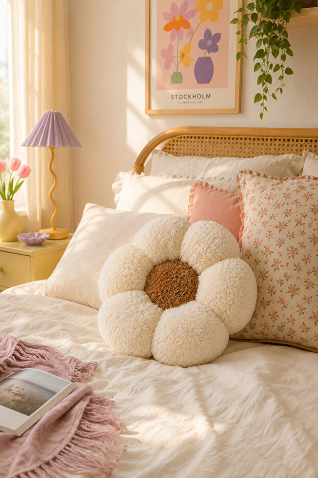Cute Daisy Shaped Soft Pillow - Aesthetic Flower Shaped Decorative Pillow