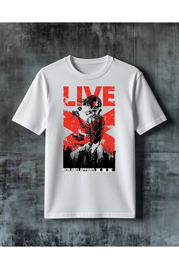 Live Music Rock Print Printed Oversize T-Shirt