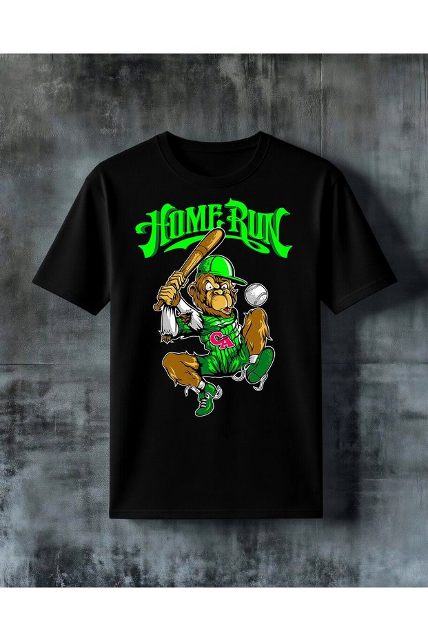 Home Run Baseball Printed Oversize T-Shirt