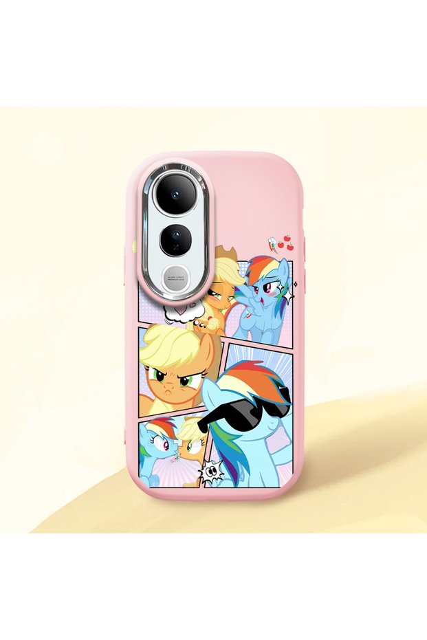 Vivo V50 Lite 4G/5G Compatible Shock-Absorbing Camera Protected Pink Silicone Case