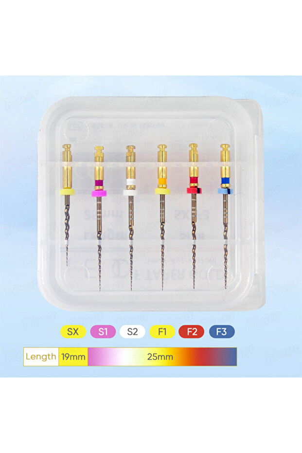 Assorted 25mm Finer Dental Endodontic Files SX-F3 Taper Gold Pro Endo Rotary Endodontics Files 6pcs