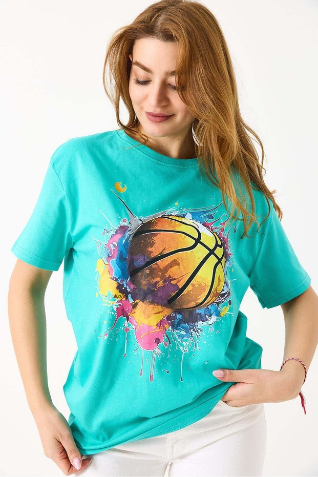 Women's Basketball Graphic Printed Casual Tshirt Green