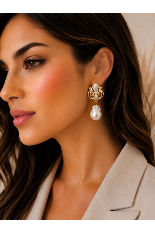 Baroque Pearl Design Earrings - 2