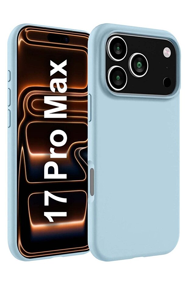 Silicone Protective Phone Case for iPhone 17 Pro Max - Soft Anti-Scratch Microfiber Lining Ultra Slim Drop Protection Phone Cover - Sky Blue
