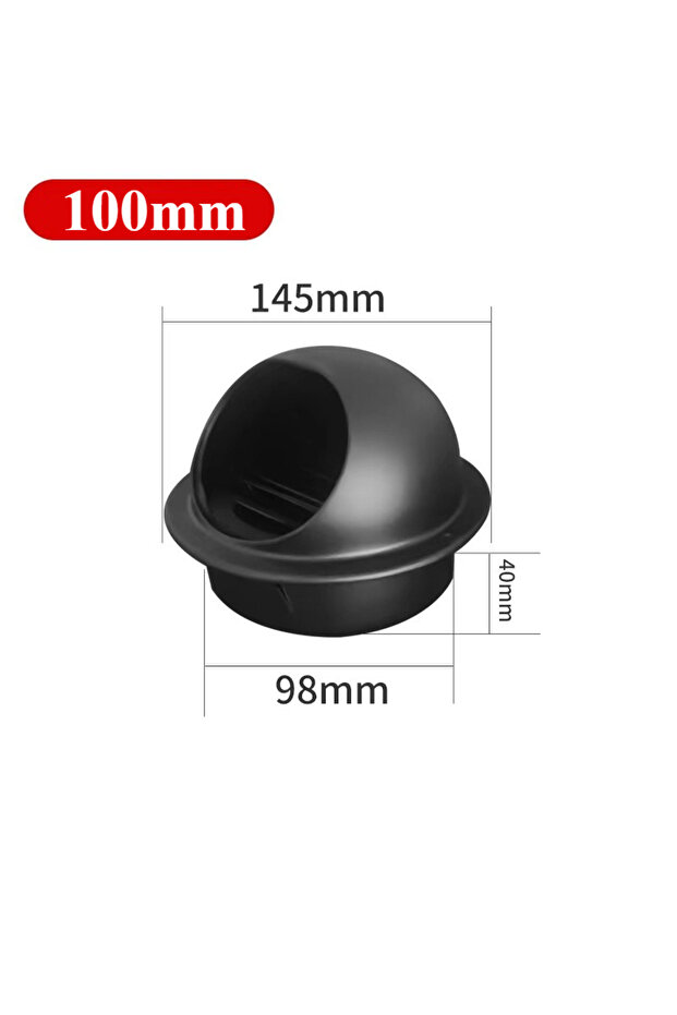 100mm 60 Mm ~ 200 Mm Stainless Steel Black Exhaust Hood Wall Vent Cap with Built-in Fine Mesh Air Ve