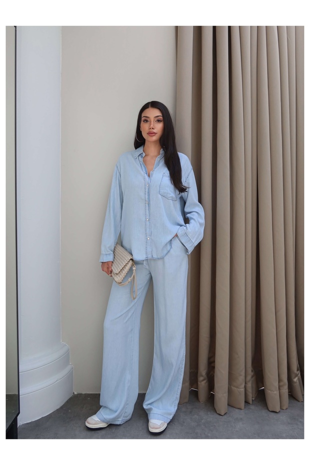 Denim Look Shirt Set