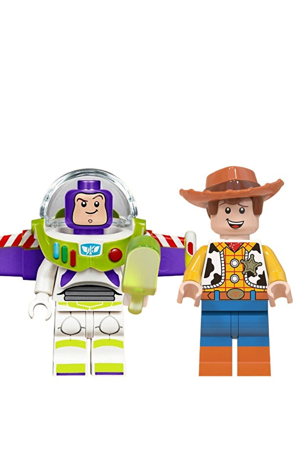 2pcs Disney Toy Story cute Buzz Lightyear Building Blocks Creative Keychain Woody Mickey Mouse Donal