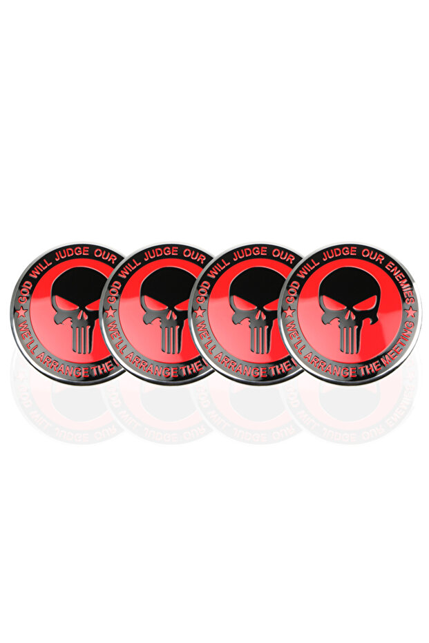 Red And black 4pcs Skull Car Hubcap sticker personalized car sticker decoration 56MM aluminum car ti