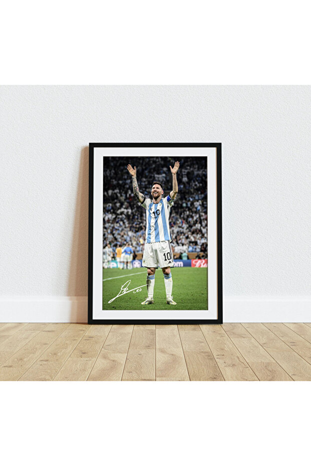 Lionel Messi Argentina Autographed Poster with Frame 30x40cm