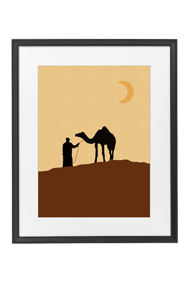 Dubai Dessert Travel Camel Boho Style Poster with Frame 50x40cm