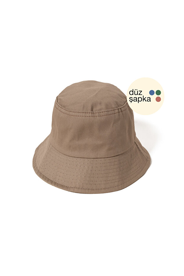 Flat Hat | Light Brown Gabardine Bucket Fisherman Hat - Minimalist, Without Logo and Text