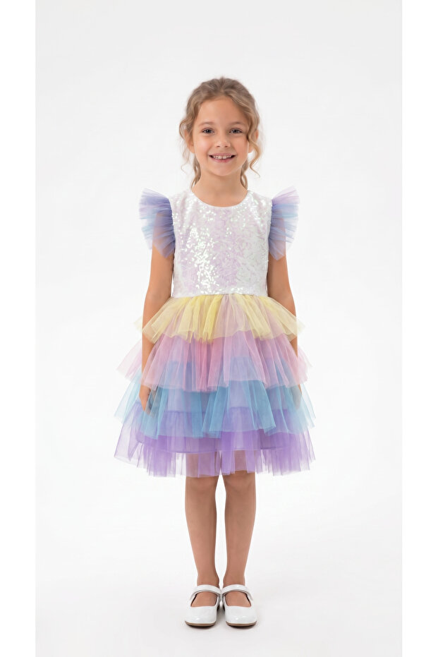 Sequin Ruffle Girls' Dress
